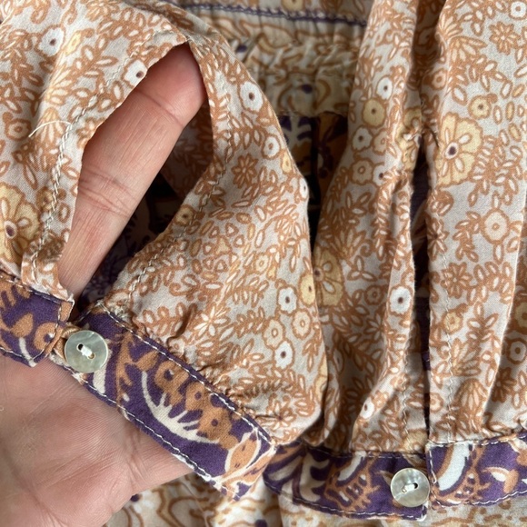 Spell Xanadu Mini Play Dress Gold Dust XS Peacocks Boho Ruffle GUC - Picture 11 of 16